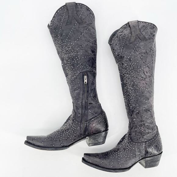 Old Gringo Gray Celina Crystal Studded Knee High Western Cowgirl Boot size 7 - Picture 6 of 14
